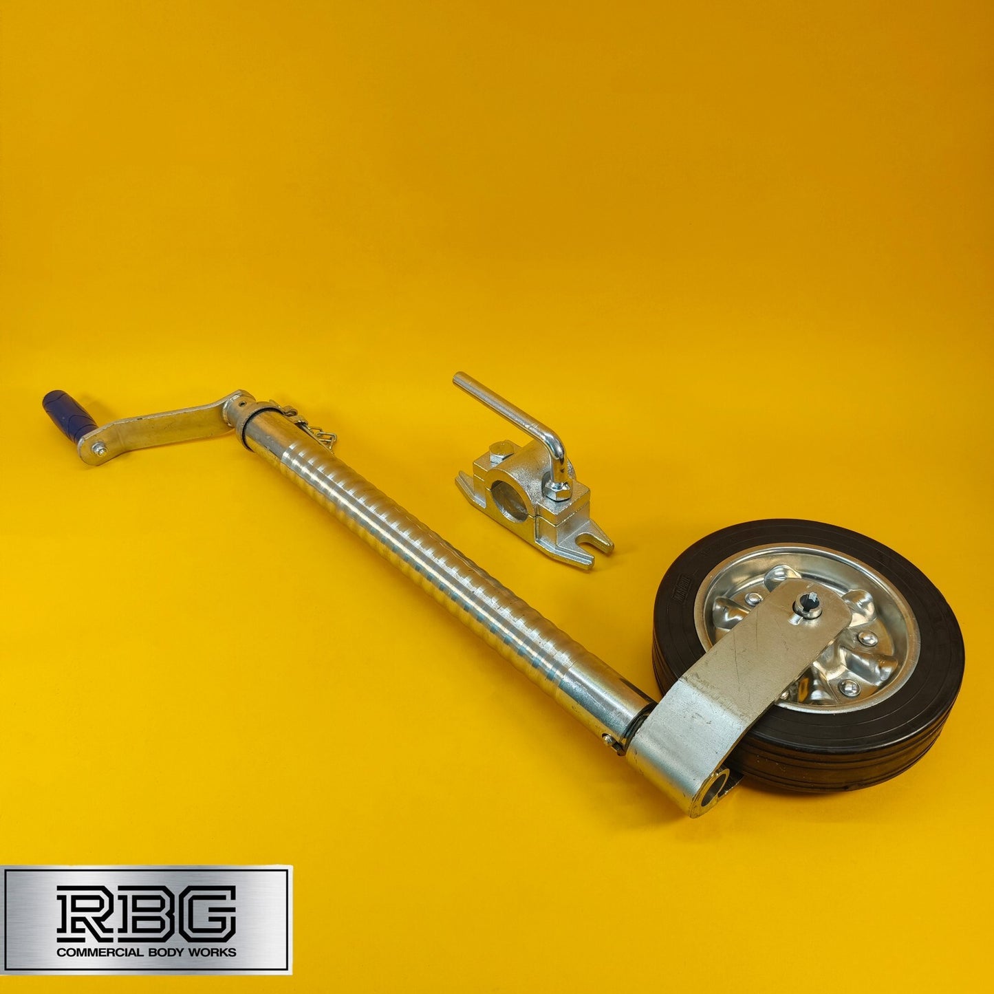 48mm Jockey Wheel + Clamp For Trailer Heavy Duty Serrated 750kg 670-940mm