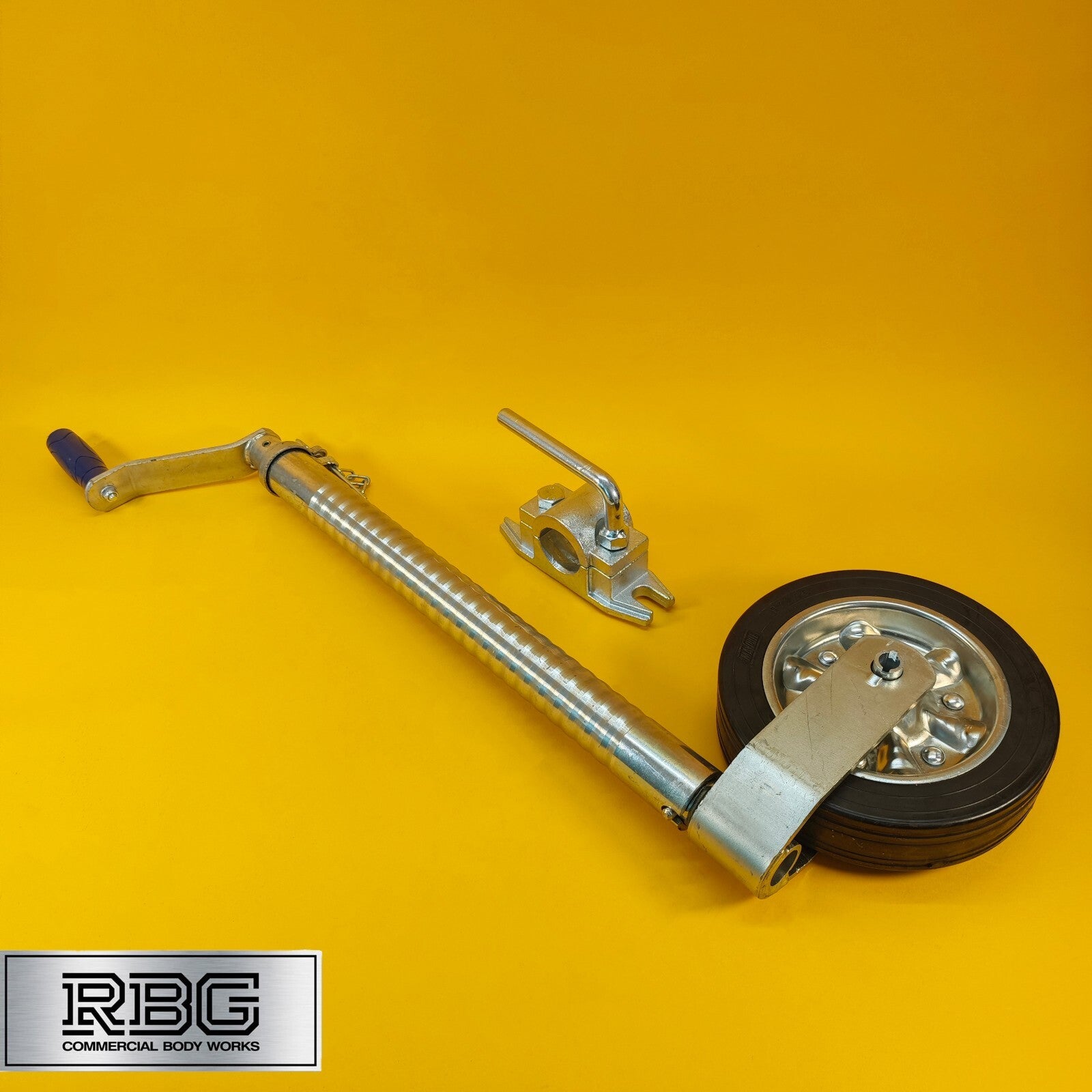 48mm Jockey Wheel + Clamp For Trailer Heavy Duty Serrated 750kg 670-940mm