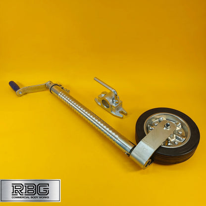 48mm Jockey Wheel + Clamp For Trailer Heavy Duty Serrated 750kg 670-940mm