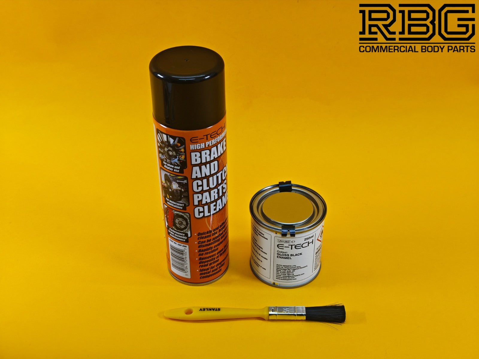 Brake Caliper Paint Kit BLACK Paint + Cleaner + Brush E-TECH For Car Vehicle UK