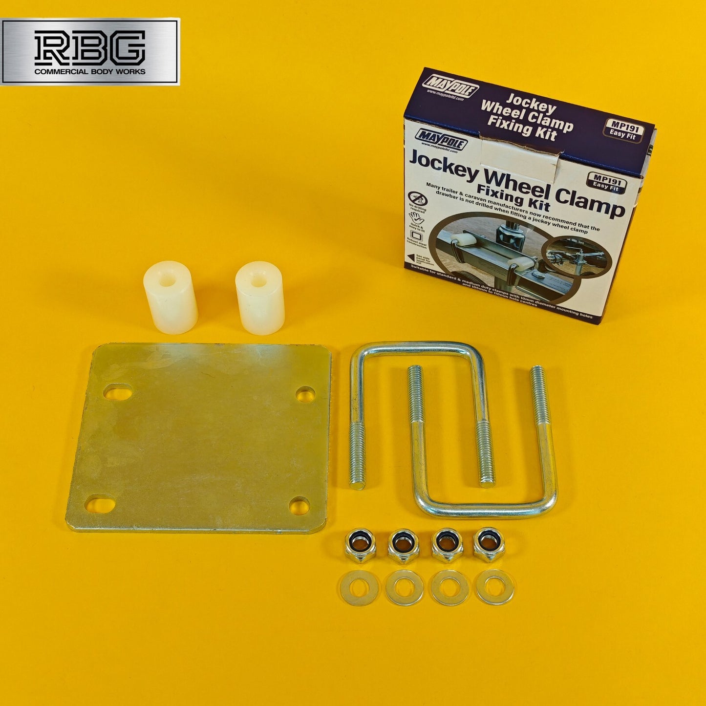 Jockey Wheel Clamp Fixing Kit for 50&60mm Drawbars Trailer No Drilling Required