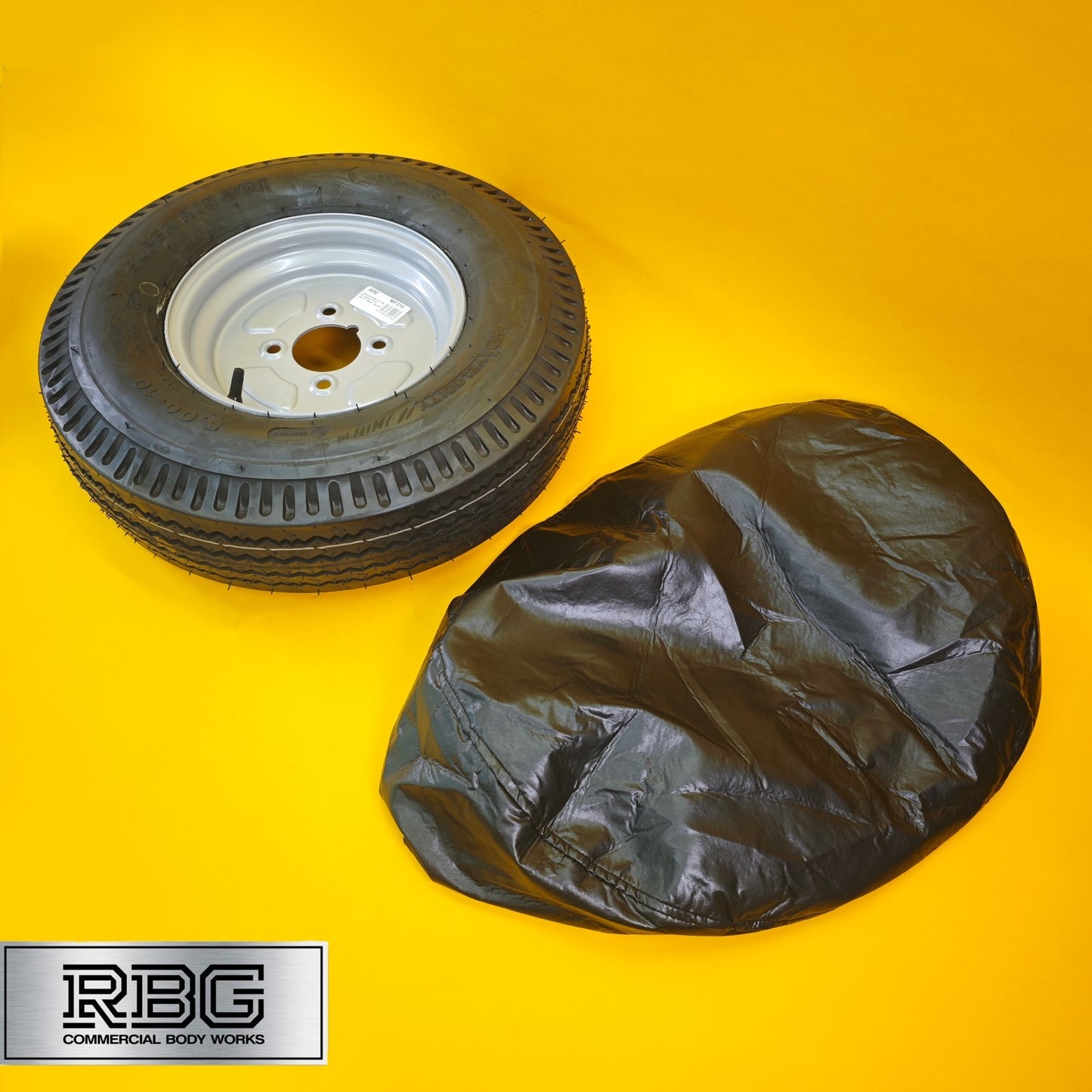 Wheel & Tyre + Cover 500x10 Inch for Trailers 4 Ply 4 Studs 4″ PCD Diameter 10″