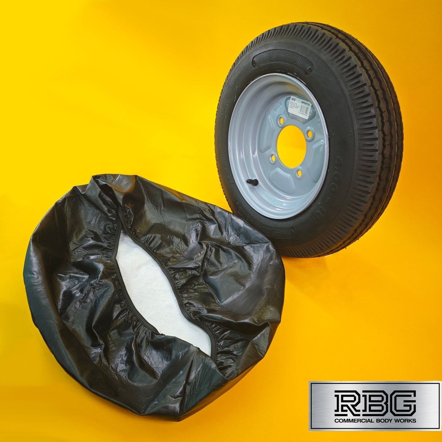 Spare Wheel & Tyre + Cover 400x10 for MP6815 Trailer 115mm PCD 10″ Diameter UK
