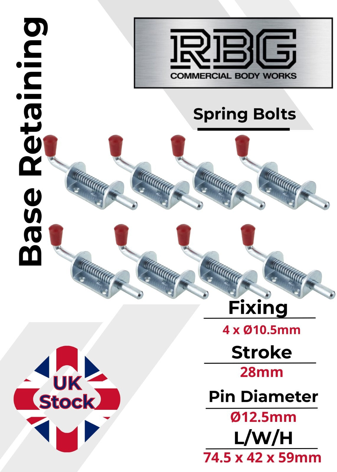 Spring Loaded Retaining Shoot Bolts - Gate Door Catch Stable Horse Box Trailer