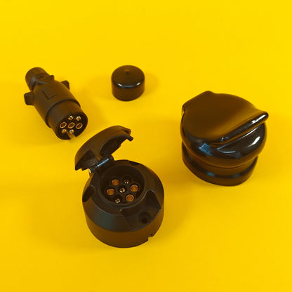 7 Pin Socket & Plug + PVC Socket & Plug Covers SET 12N Type For Trailer Towing