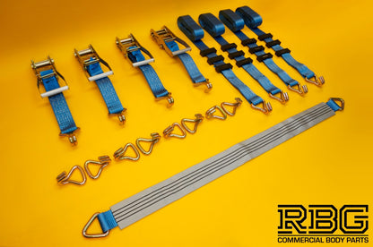 4Pcs Recovery Ratchet Strap 5T Over Wheel 4mx50mm + Axle Recovery Strap 1mx50mm
