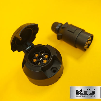 7 Pin Socket + Plug 12N Type For Trailer Caravan Towing 12V Towbar Plastic Brass