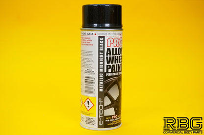 PRO Alloy Wheel Paint METALLIC MIGNIGHT BLACK Refurbish & Refresh Spray E-TECH