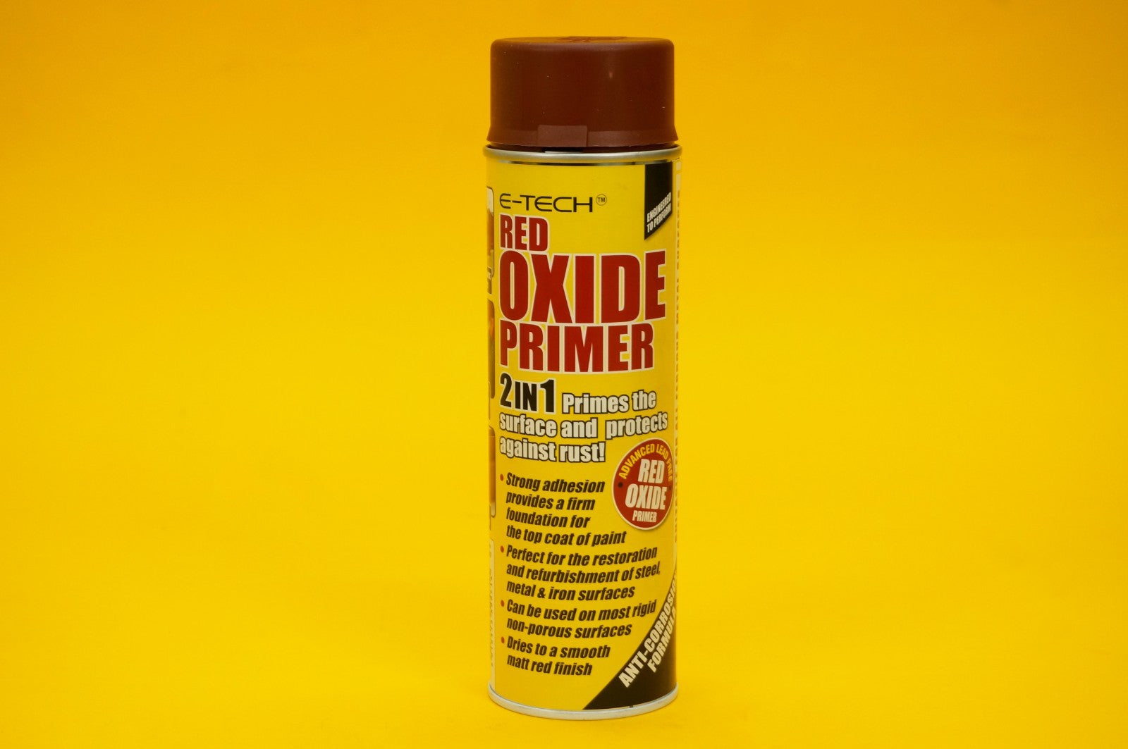 Red Oxide Primer Spray Anti Corrosion Restoring Steel Metal Iron Surfaces E-TECH