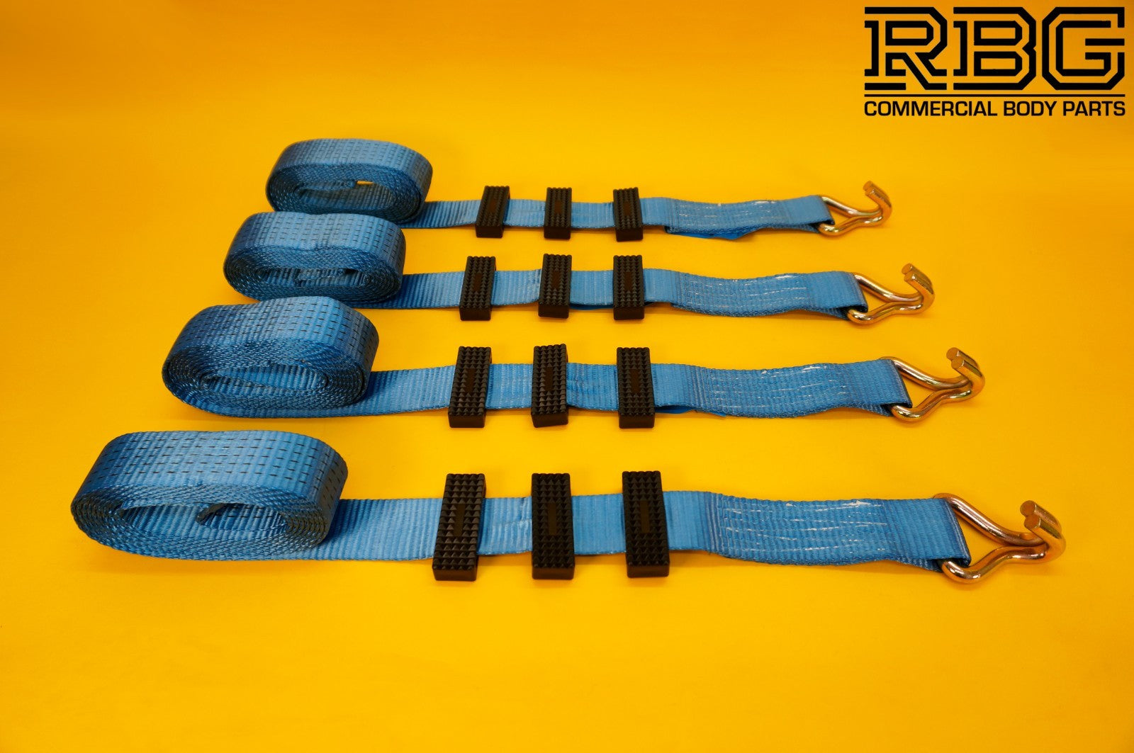 Ratchet Strap Tie Down Recovery 5ton Over Wheel High-Vis Blue + Grips SET 4Pcs