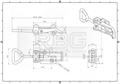 Over Centre Fastener OJOP + Catch Plate MEDIUM LOCKING Trailer Truck Caravan