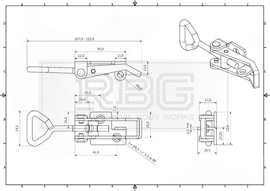 Over Centre Fastener OJOP + Catch Plate MEDIUM LOCKING Trailer Truck Caravan