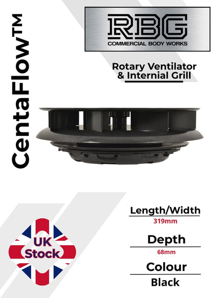 Centaflow™ Wind Driven Vent Black Horsebox Low Profile Rotary Air Vent Van Roof