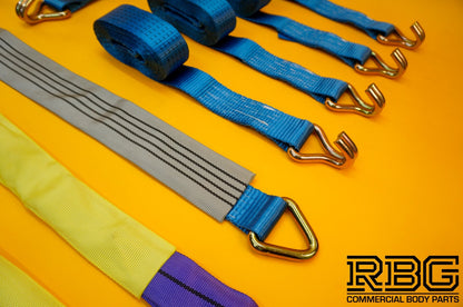 Ratchet Strap Tie Down 5Ton 4x + Axle Recovery Strap 1m x 50mm Lashing Cargo 4m