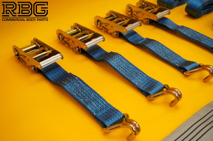 Axle Recovery Strap 1mx50mm + 4x Tie Down Ratchet Strap 4mx50mm 5Ton Lashing