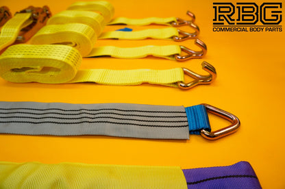 4x Tie Down Ratchet Strap 4m x 50mm 5Ton + Axle Recovery Strap 1m x 50mm Lashing