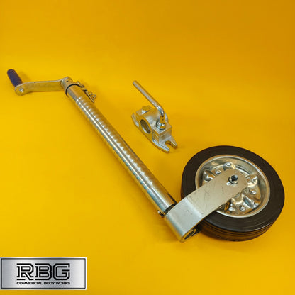 48mm Jockey Wheel + Clamp For Trailer Heavy Duty Serrated 750kg 670-940mm