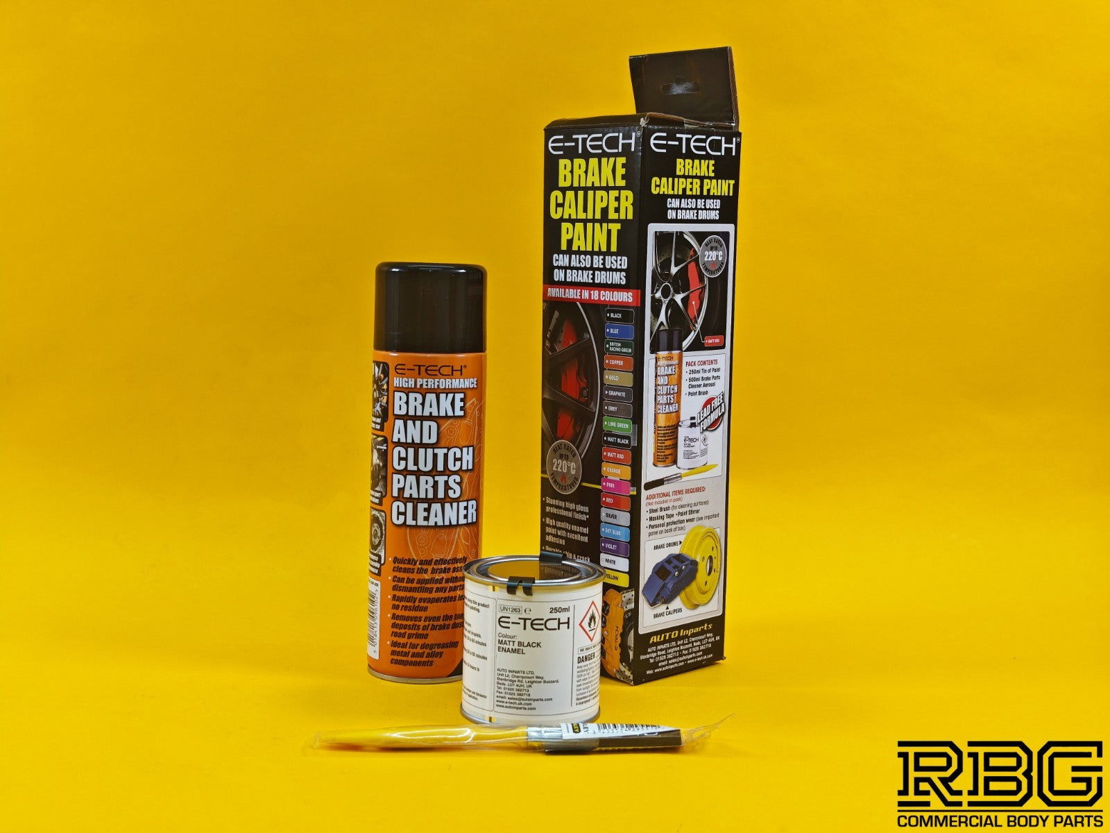 Brake Caliper Paint Kit MATT BLACK Paint + Cleaner + Brush E-TECH Car Vehicle UK