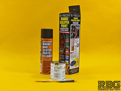 Brake Caliper Paint Kit MATT BLACK Paint + Cleaner + Brush E-TECH Car Vehicle UK