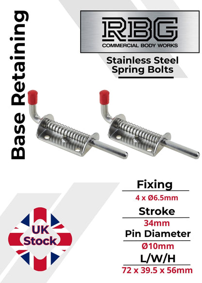 Spring Loaded Retaining Shoot Bolts - Gate Door Catch Stable Horse Box Trailer