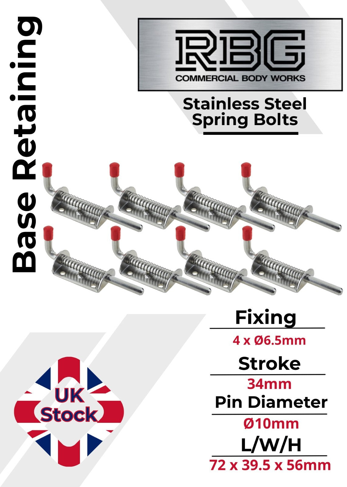 Spring Loaded Retaining Shoot Bolts - Gate Door Catch Stable Horse Box Trailer