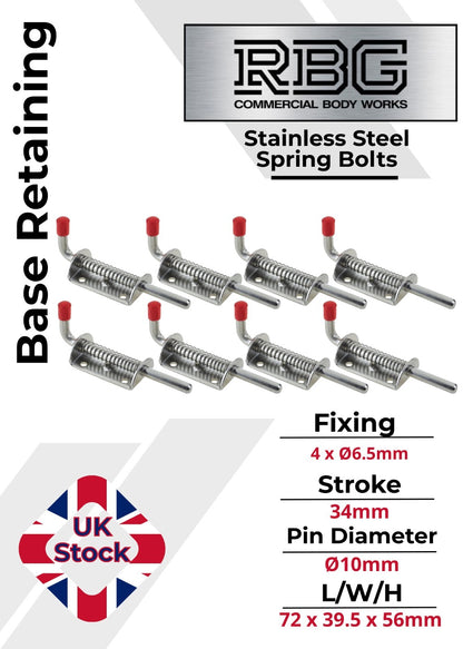 Spring Loaded Retaining Shoot Bolts - Gate Door Catch Stable Horse Box Trailer