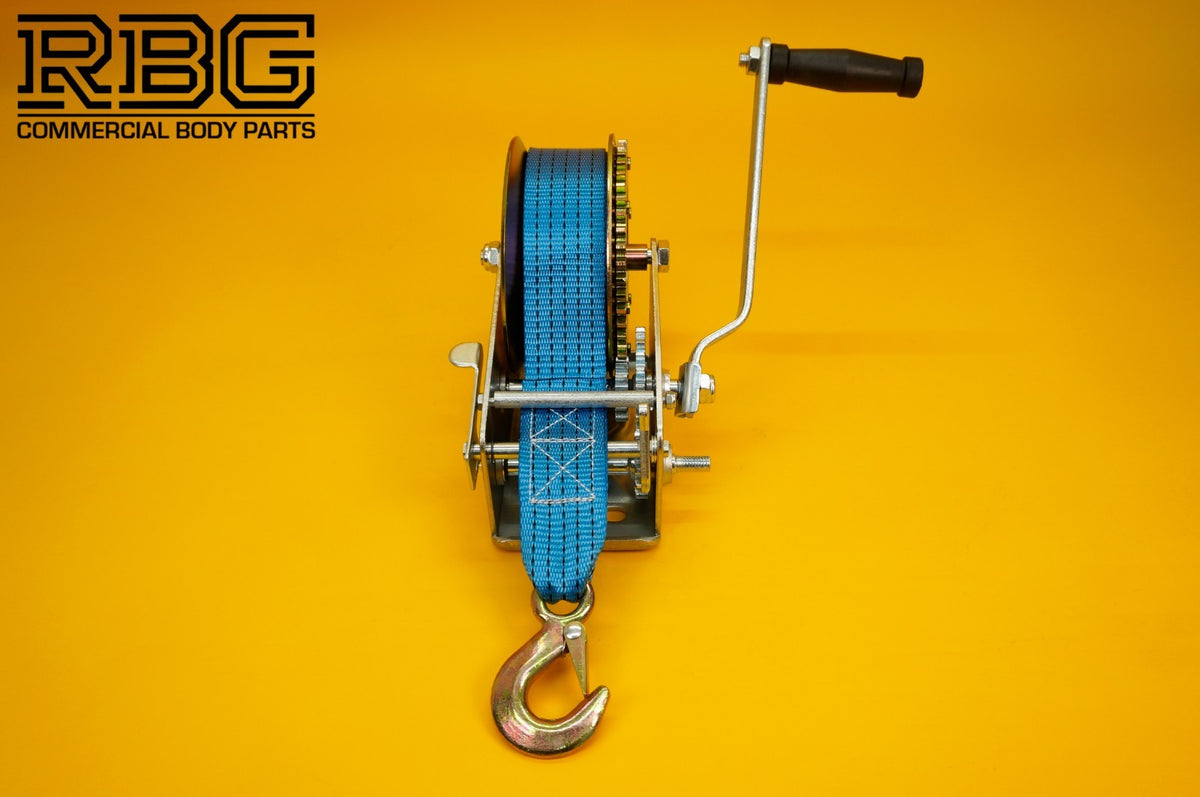 Manual Hand Winch 3500lb + Strap 10m & Hook Trailer Caravan Boat Winch Marine