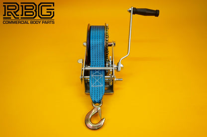 Manual Hand Winch 3500lb + Strap 10m & Hook Trailer Caravan Boat Winch Marine