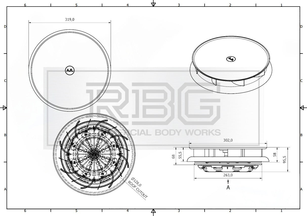 Centaflow™ Wind Driven Vent Black Horsebox Low Profile Rotary Air Vent Van Roof