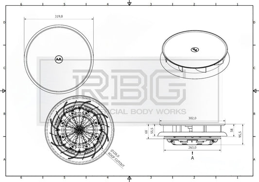 Centaflow™ Wind Driven Vent Black Horsebox Low Profile Rotary Air Vent Van Roof