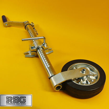 48mm Jockey Wheel + Clamp For Trailer Heavy Duty Serrated 750kg 670-940mm