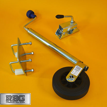 34mm Jockey Wheel + Clamp + Fixing Kit For Trailer / Caravan 75Kg 560mm-810mm UK