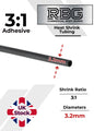 ADHESIVE HEAT SHRINK TUBE 3:1 BLACK HIGH QUALITY SHRINKS: 1M,5M,10M,20M,50M,100M