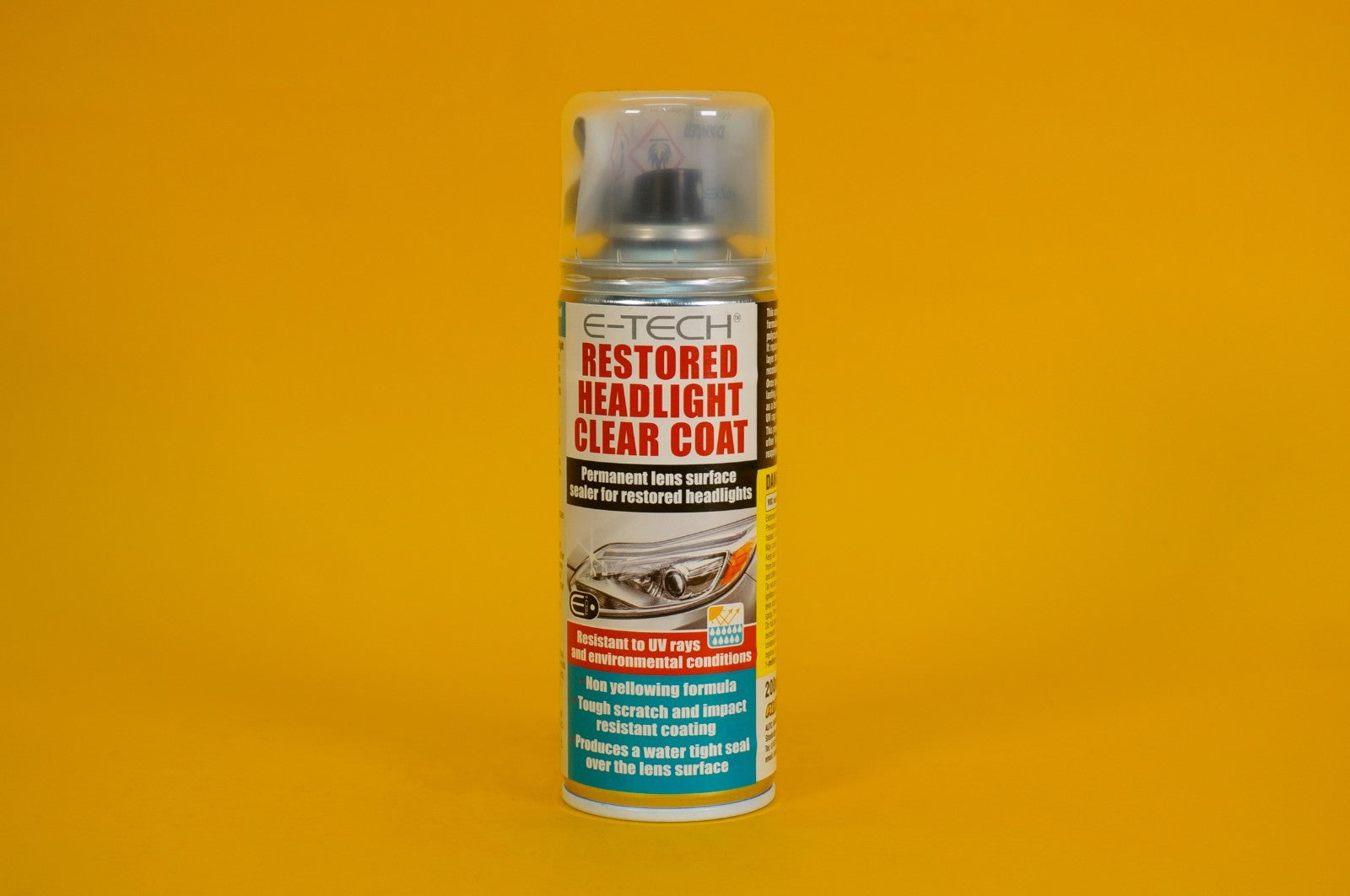 Restored Headlight Lacquer Spray Clear Coat E-TECH 200ml Headlamp Protect Sealer