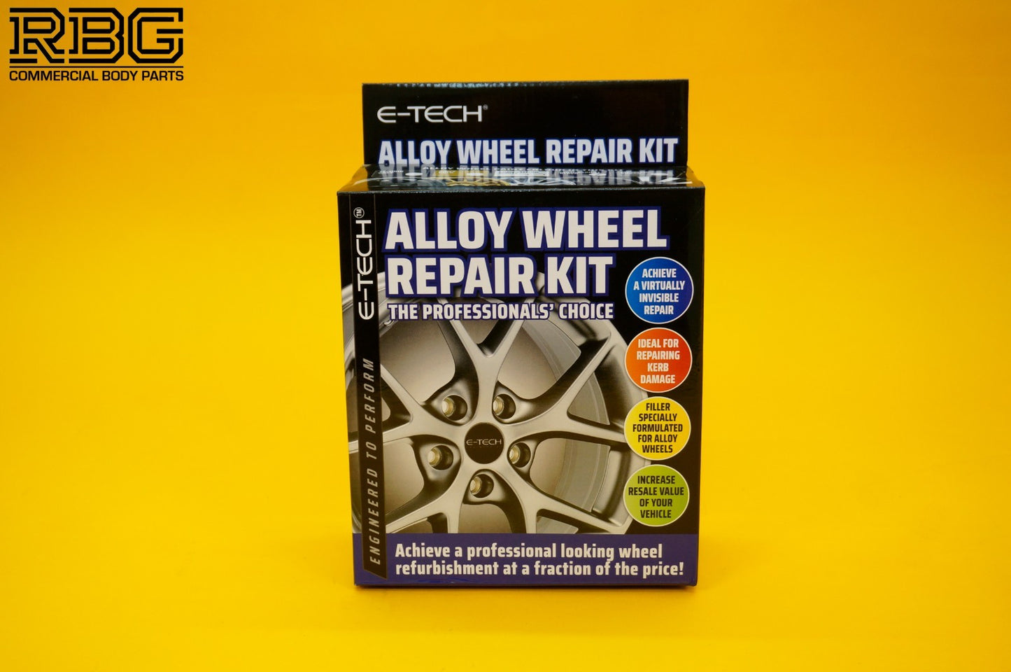Alloy Wheel Refurbishment Repair Kit BLACK Wheel Spray Paint + Lacquer E-TECH