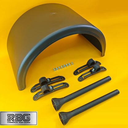 Twin Wheel Round Mudguard + Brackets & Wing Stays 860X450mm Plastic Domar Trucks