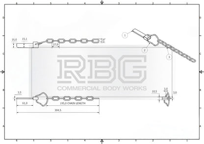 2x Flat Sword Cotter Pin & Chain + BOLT-ON Lugs / Pegs Trailer Truck Tail Gates