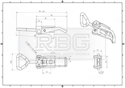Over Centre Fastener OJOP + Catch Plate MEDIUM NON-LOCKING Trailer Truck Caravan