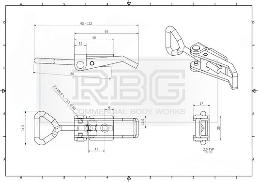 Over Centre Fastener OJOP + Catch Plate MEDIUM NON-LOCKING Trailer Truck Caravan