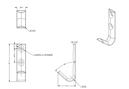 Rope Hook Zinc Plated Steel Load Securing Horseboxes Trailers Trucks HGV Tractor