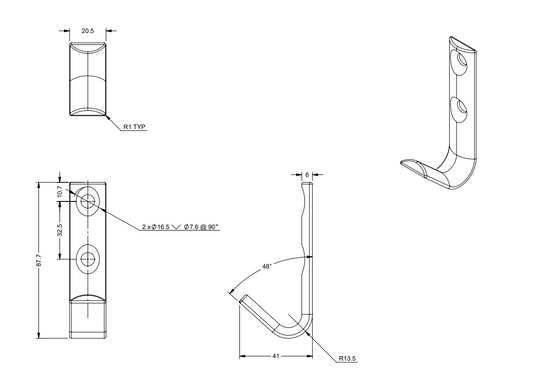 Rope Hook Zinc Plated Steel Load Securing Horseboxes Trailers Trucks HGV Tractor