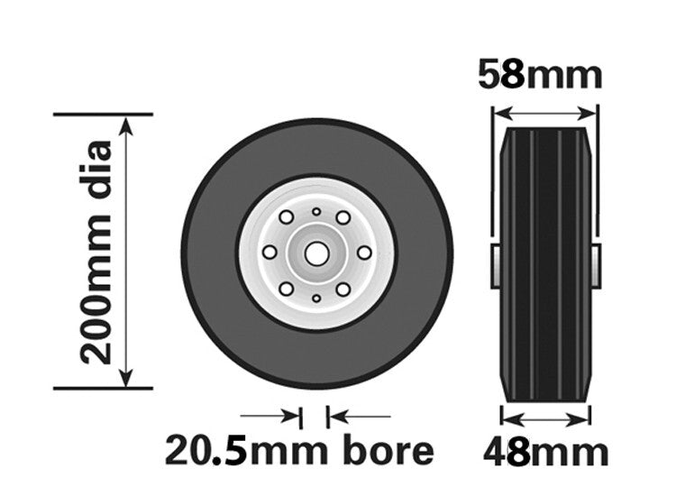 Steel Replacement Wheel 200mm for Jockey Wheels for Trailer Rubber Tyre 8" UK