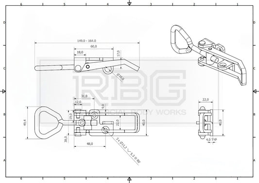 Over Centre Fastener OJOP  + Catch Plate LARGE, LOCKING Trailer Truck Caravan