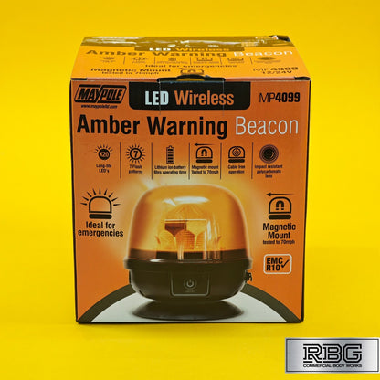 Wireless Warning Beacon Light Amber Rechargeable 12/24V LED Flashing IP67 UK