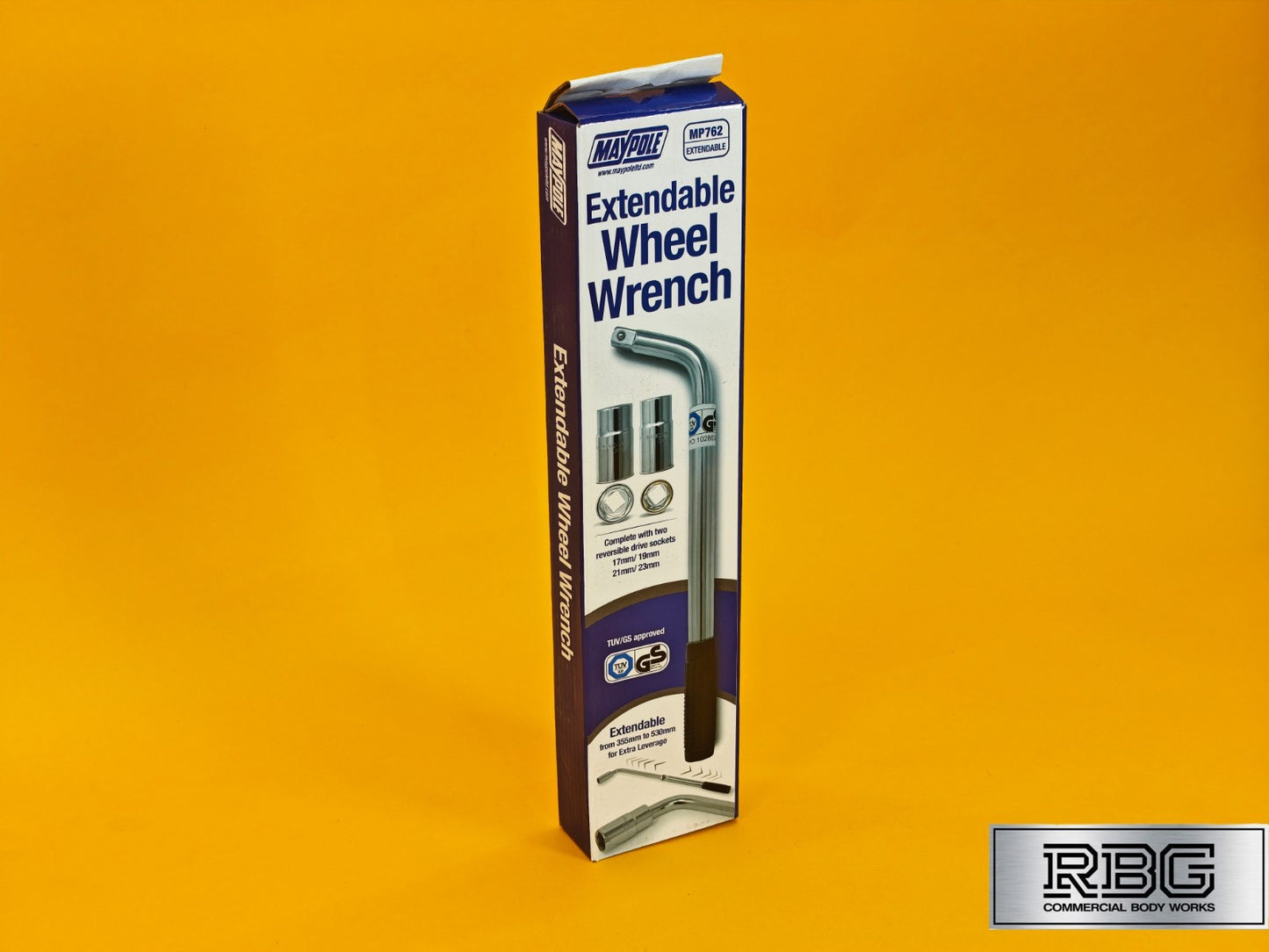 Extendable Wheel Nut Wrench 2 Reversible Sockets 17mm 19mm 21mm 23mm Power Bar