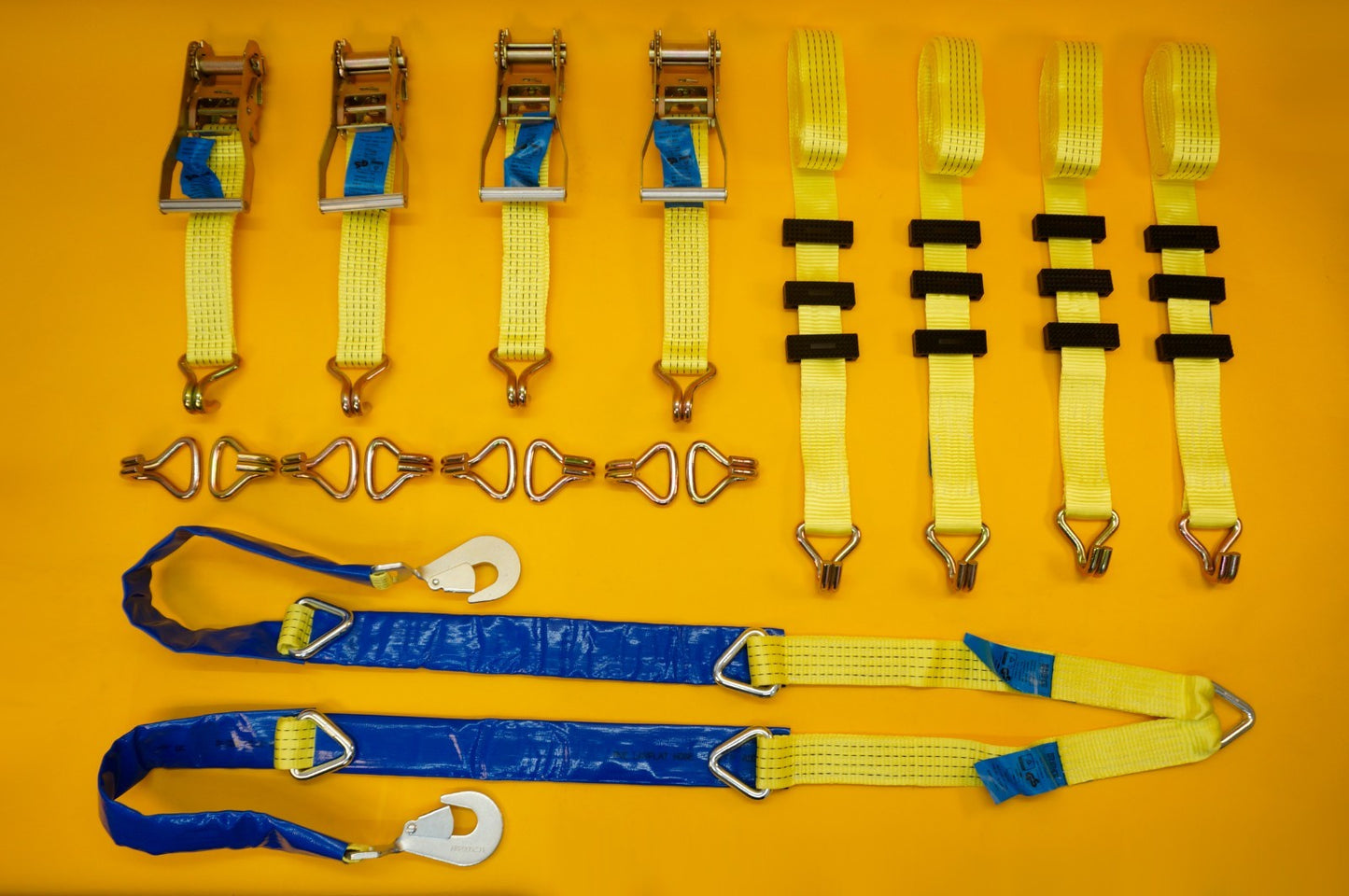 Tie Down Ratchet Strap Over Wheel 5T Recovery Full SET 4m x 50mm + Winch Strap