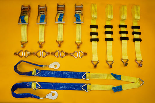 Tie Down Ratchet Strap Over Wheel 5T Recovery Full SET 4m x 50mm + Winch Strap