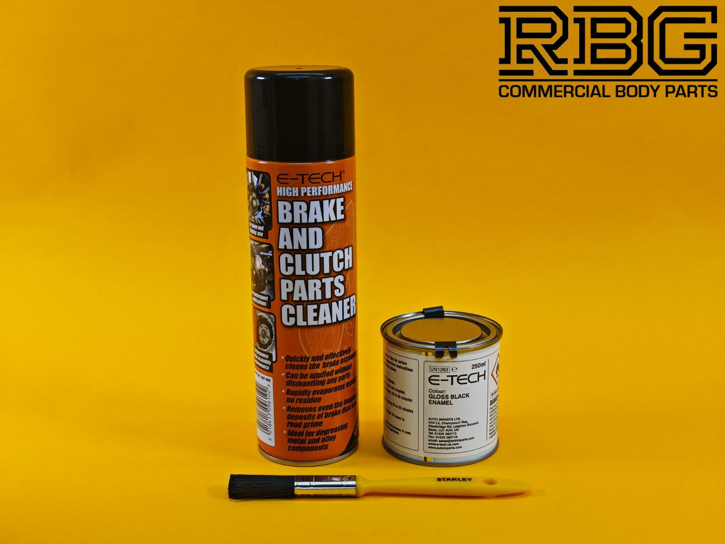 Brake Caliper Paint Kit BLACK Paint + Cleaner + Brush E-TECH For Car Vehicle UK