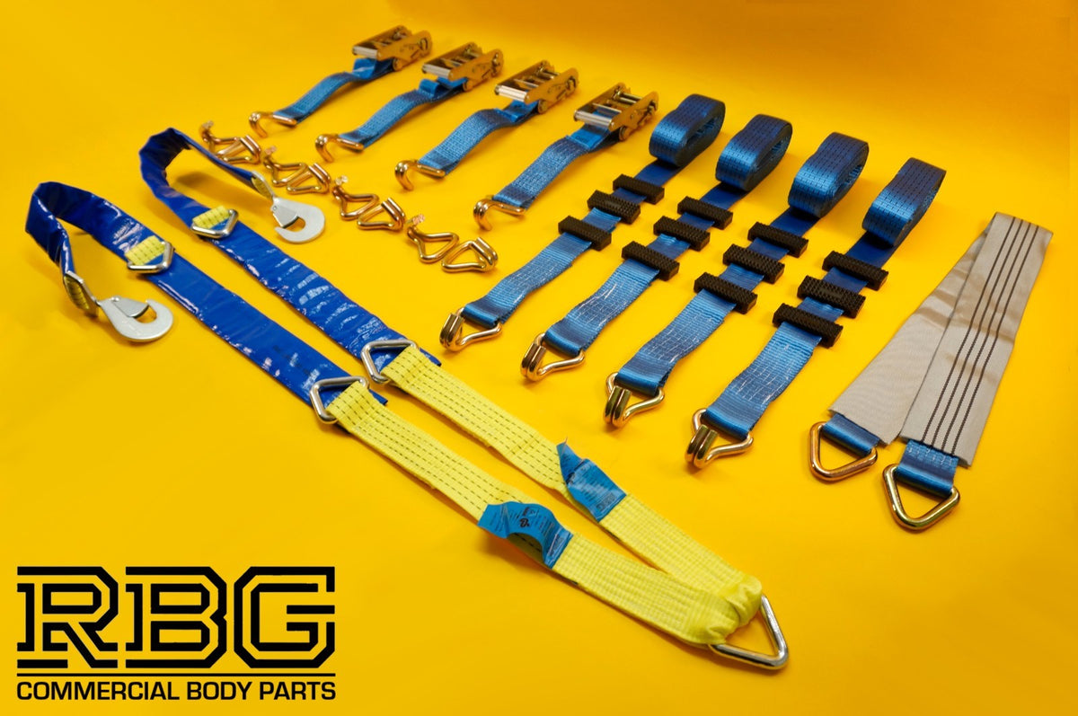 4x Ratchet Strap 5t Over Wheel + Axle Recovery Strap + Winching Assistance Strap