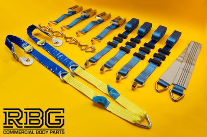 4x Ratchet Strap 5t Over Wheel + Axle Recovery Strap + Winching Assistance Strap